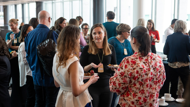 Course attendees networking during break