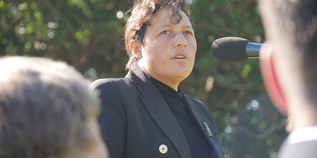 Minister Kiri Allan talking into a microphone