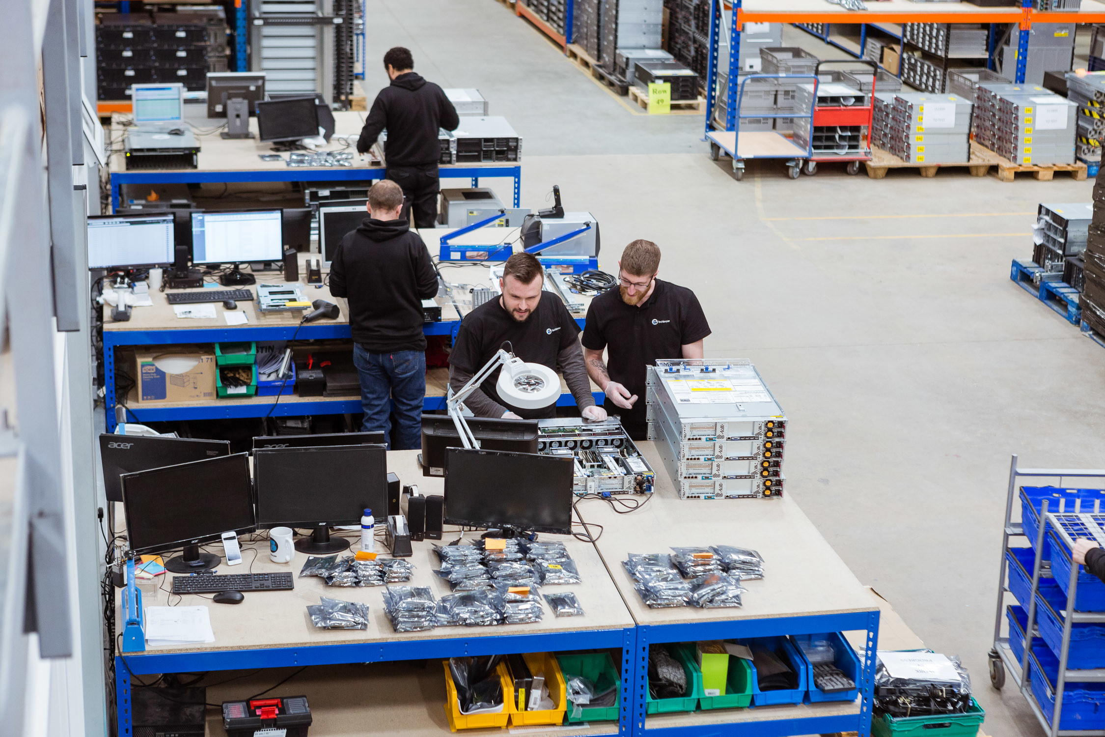 High view of electronics warehouse