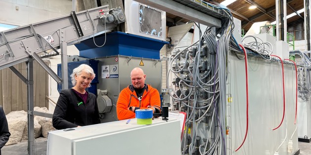 Hamilton Mayor Paula Southgate and saveBOARD supervisor Paul Sorenson at saveBOARD opening