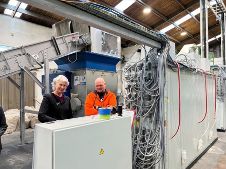 Hamilton Mayor Paula Southgate and saveBOARD supervisor Paul Sorenson at saveBOARD opening