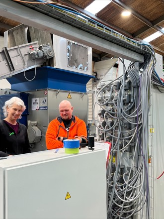 Hamilton Mayor Paula Southgate and saveBOARD supervisor Paul Sorenson at saveBOARD opening