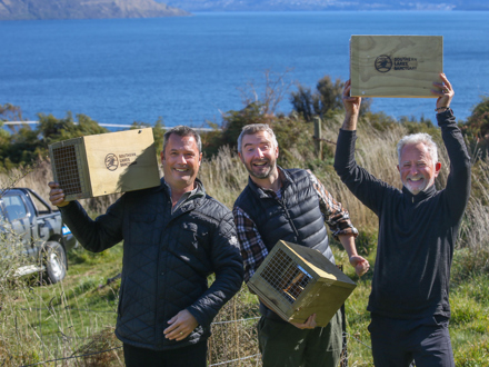 Volunteers with pest traps