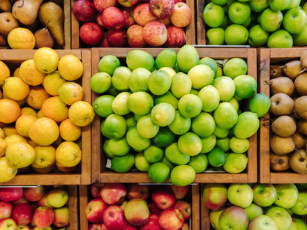 Apples and pears in boxes