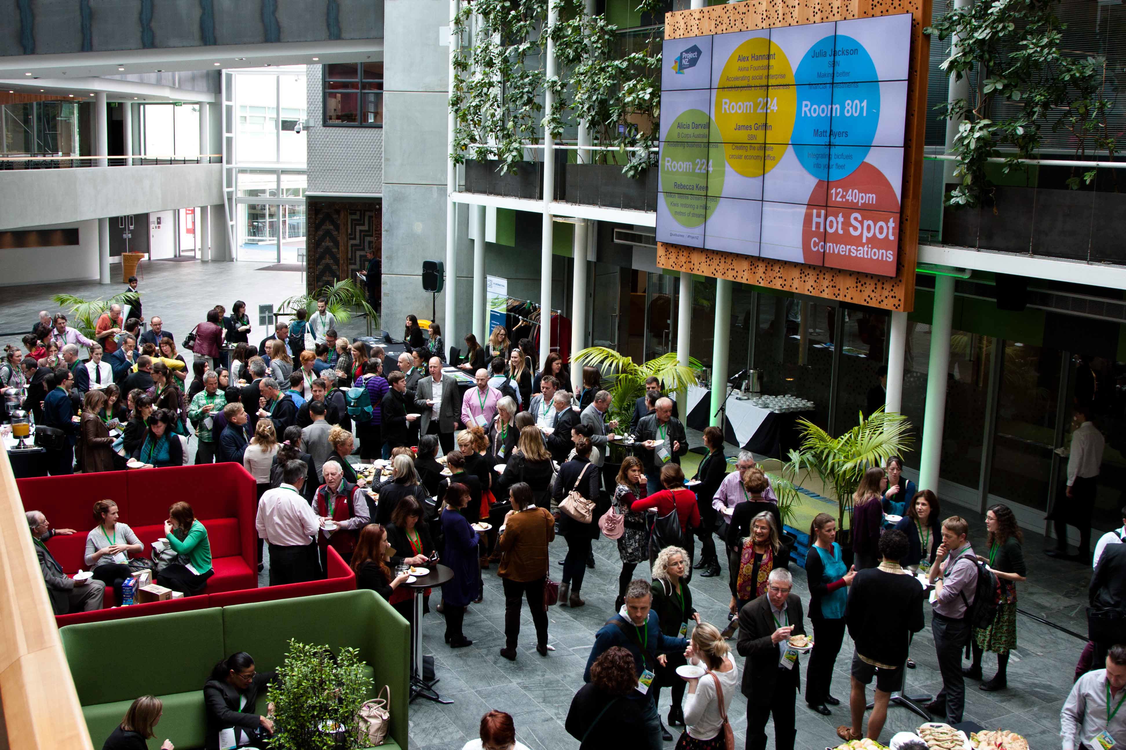 People networking at a conference