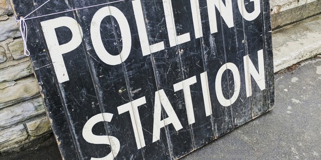 Polling station sign