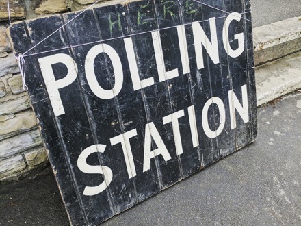 Polling station sign