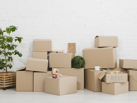 Pile Cardboard Boxes Floor Empty Apartment