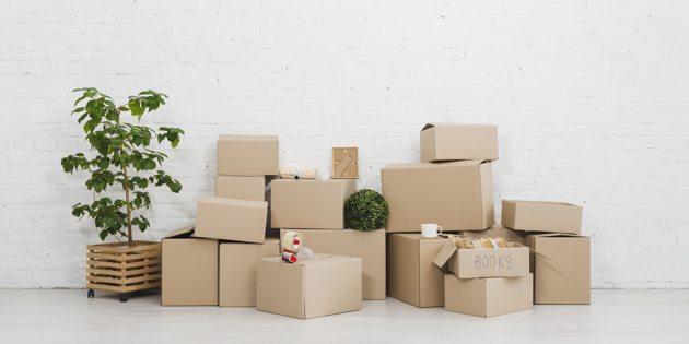Pile Cardboard Boxes Floor Empty Apartment