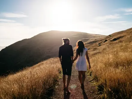 Man and woman on nature walk