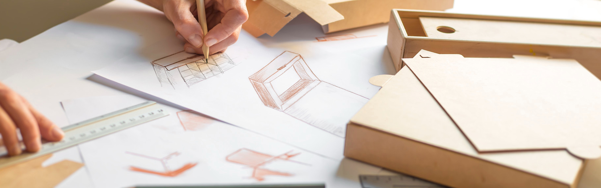 Close up of designer's desktop