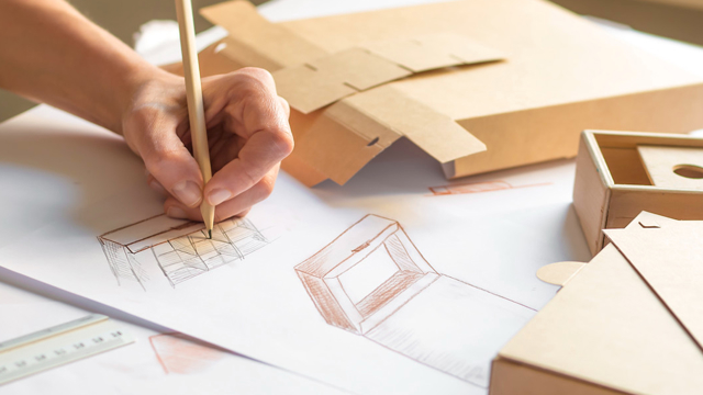 Close up of designer's desktop