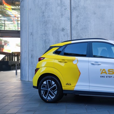 Car with ASB branding