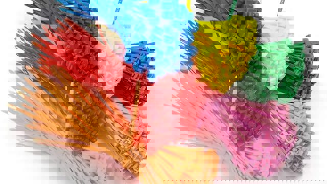 Bunches of colourful cable ties