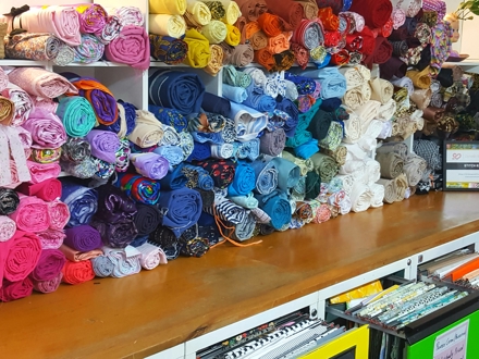 Bolts of colourful fabric