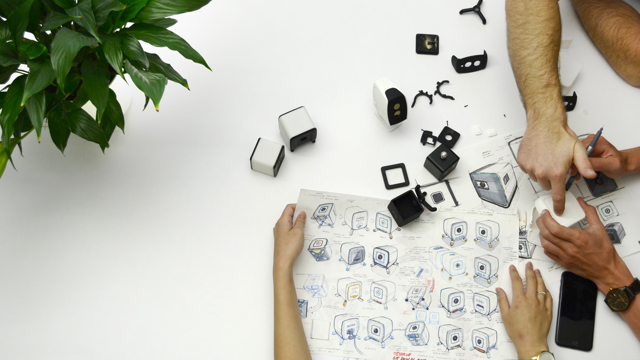 High view of product design drawings