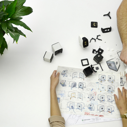 High view of product design drawings