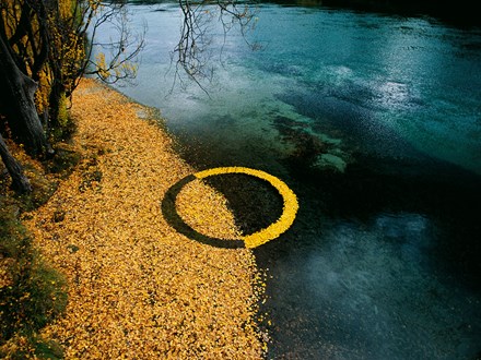 Title: Autumn Leaf Circle. Environmental sculpture Martin Hill and Philippa Jones (2011) Wanaka New Zealand.