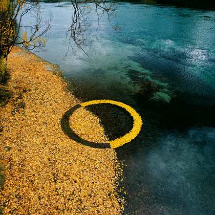 Autumn Leaf Circle. Environmental sculpture Martin Hill and Philippa Jones (2011) Wanaka New Zealand.