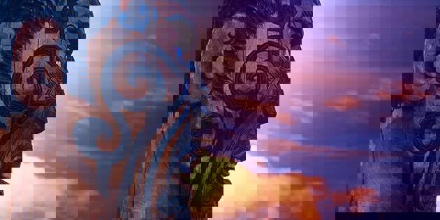 Māori carving of man's face