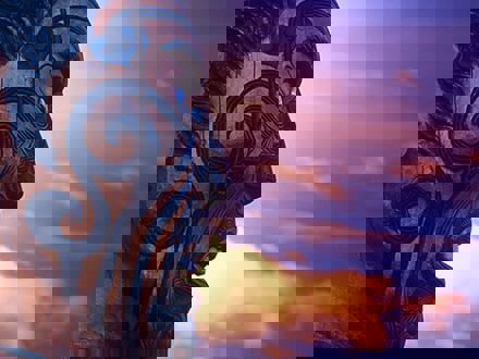 Māori carving of man's face