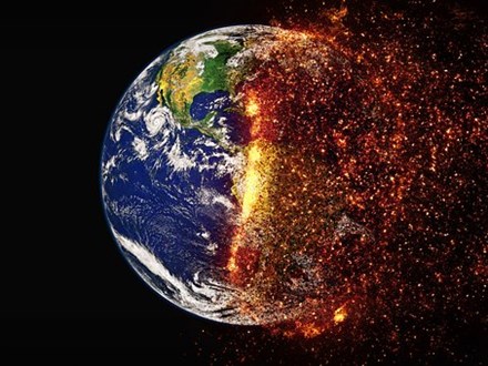 Earth half on fire