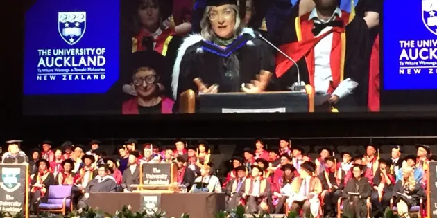 Woman giving graduation speech