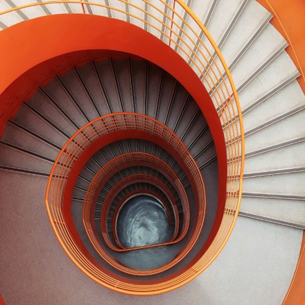 Orange spiral staircase