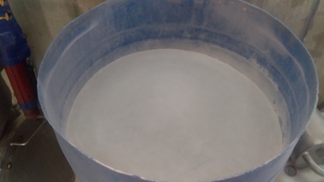 Container of glass bead dust