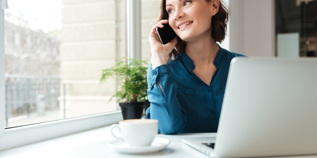 Happy Smiling Woman Talking Mobile Phone