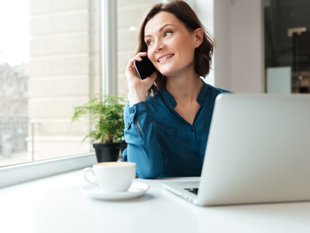 Happy Smiling Woman Talking Mobile Phone