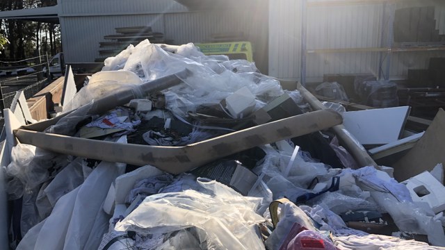 Piles of cloth rags and other waste